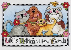 click here to view larger image of Life Is Nothing Without Friends   (stamped cross stitch kit)