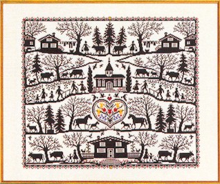 click here to view larger image of Country Farm Sampler/Silhouette Collage (counted cross stitch kit)
