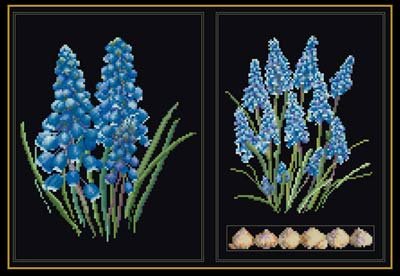 click here to view larger image of Blue Flower (on black) (counted cross stitch kit)