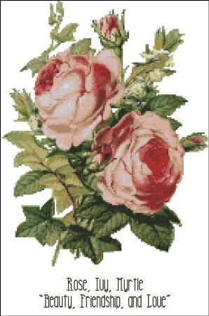 click here to view larger image of Floral Emblems 001 - Rose Ivy Myrtle (chart)