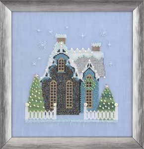 click here to view larger image of Little Snowy Blue Cottage - Snow Globe Village Series (chart)