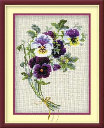 click here to view larger image of Bunch of Pansies (counted cross stitch kit)