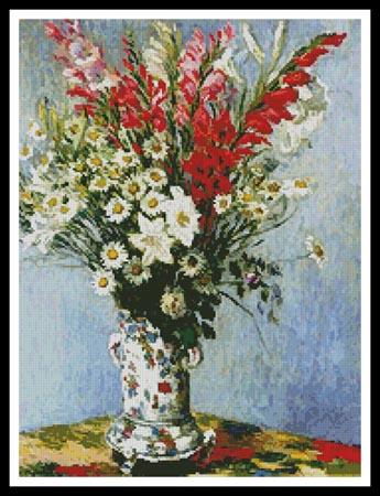 click here to view larger image of Bouquet of Gladiolis Lilies and Daisies  (Claude Monet) (chart)