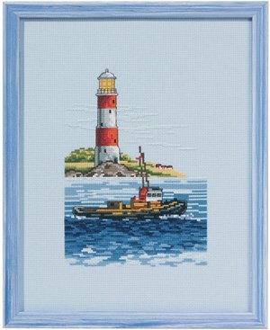 click here to view larger image of Boat Lighthouse (counted cross stitch kit)