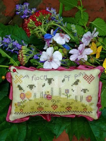 click here to view larger image of Flock of Pins Cushion (counted cross stitch kit)