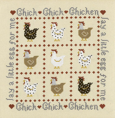 click here to view larger image of Chick Chick Chicken KIT - 16ct Aida (counted cross stitch kit)
