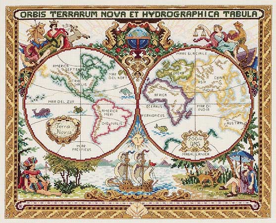 click here to view larger image of Olde World Map (counted cross stitch kit)