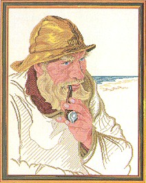 click here to view larger image of Fisherman with Pipe (counted cross stitch kit)
