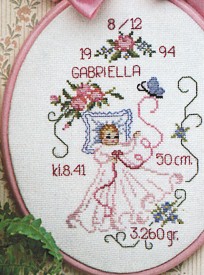click here to view larger image of Birth Announcement - Girl (counted cross stitch kit)