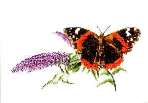 click here to view larger image of Butterfly and Flowers (counted cross stitch kit)
