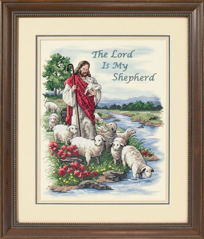 click here to view larger image of Lord is My Shepherd, The (stamped cross stitch kit)