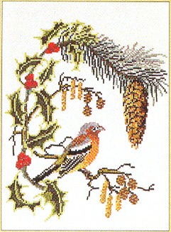click here to view larger image of Bird With Holly (counted cross stitch kit)