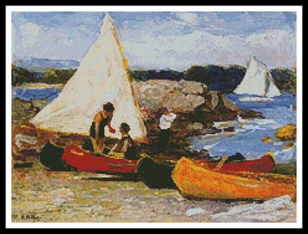 click here to view larger image of Canoes and Sailboats  (Edward Potthast) (chart)