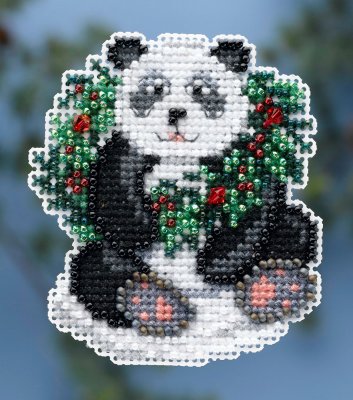 click here to view larger image of Holiday Panda - Seasonal Ornament / Pin Kit (counted cross stitch kit)