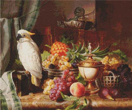 click here to view larger image of Still Life with Fruit and a Cockatoo  (Joseph Schuster) (chart)