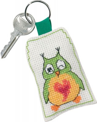click here to view larger image of Green Owl Keyring (counted cross stitch kit)