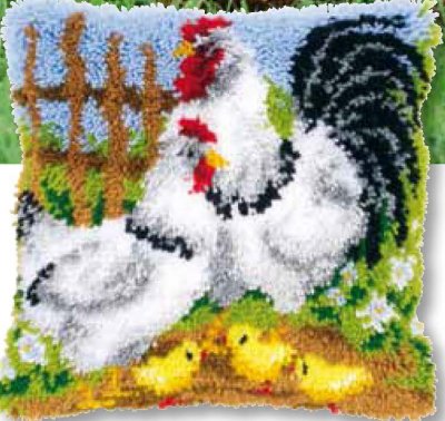 click here to view larger image of Chicken and Family Cushion (needlepoint)