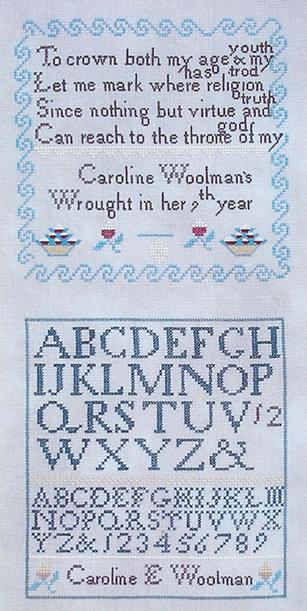 click here to view larger image of Caroline E Woolman 1835 Sampler (chart)