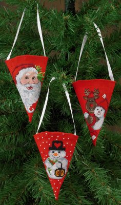 click here to view larger image of Cones Santa, Snowman, Reindeer (3 designs( (counted cross stitch kit)