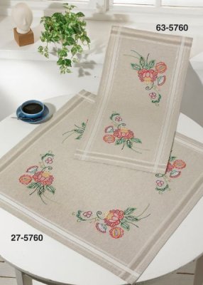 click here to view larger image of Colorful Flowers Table Runner (Top) (stamped cross stitch kit)