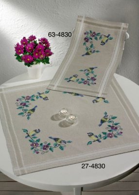 click here to view larger image of Blue Tit Table Runner (Top) (stamped cross stitch kit)