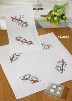 click here to view larger image of Owls Table Cloth (Lower) (stamped cross stitch kit)