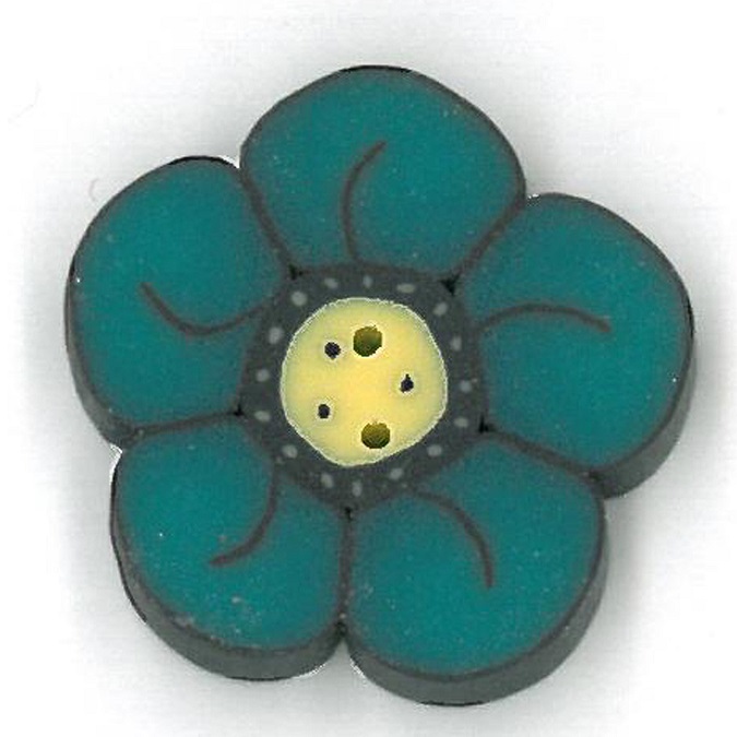 click here to view larger image of Small Teal Wildflower - Crayon Box Collection (buttons)