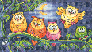 click here to view larger image of A Hoot of Owls - Birds of a Feather (Aida) (counted cross stitch kit)