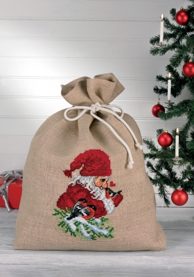 click here to view larger image of Bullfinch and Elf Bag (counted cross stitch kit)