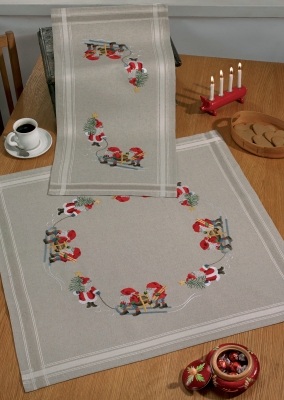 click here to view larger image of Three Elfs Runner (top) (stamped cross stitch kit)