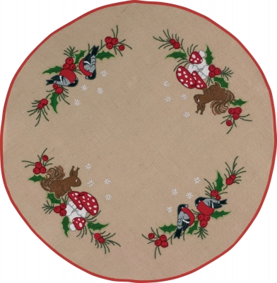 click here to view larger image of Squirrel Tree Skirt (stamped cross stitch kit)