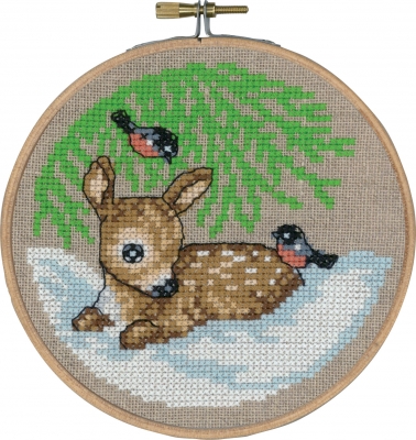 click here to view larger image of Deer In Snow With Hoop (counted cross stitch kit)