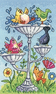 click here to view larger image of Birdbath - Birds Of A Feather (27ct) (counted cross stitch kit)