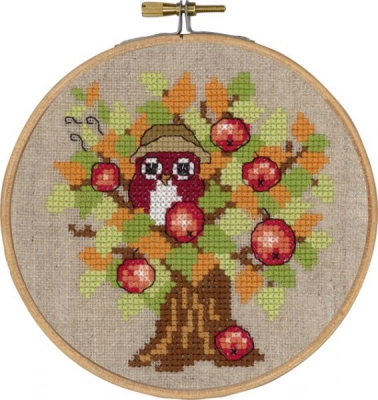 click here to view larger image of Autumn Owl With Hoop (counted cross stitch kit)