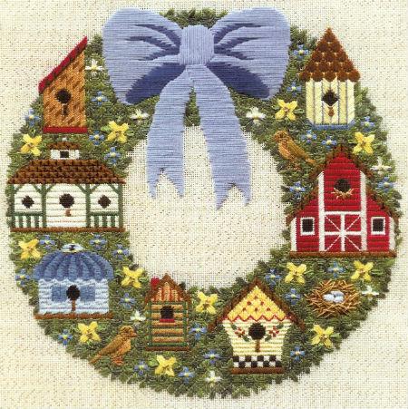 click here to view larger image of Birdhouse Wreath (counted canvas chart)