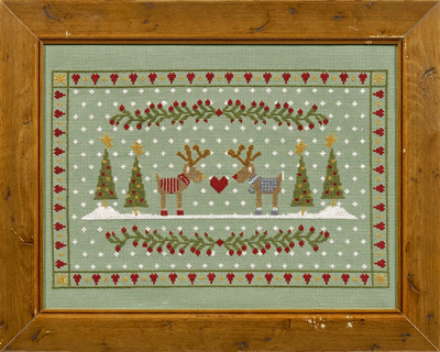 click here to view larger image of Reindeers In Love - Kit - 32ct Linen (chart)