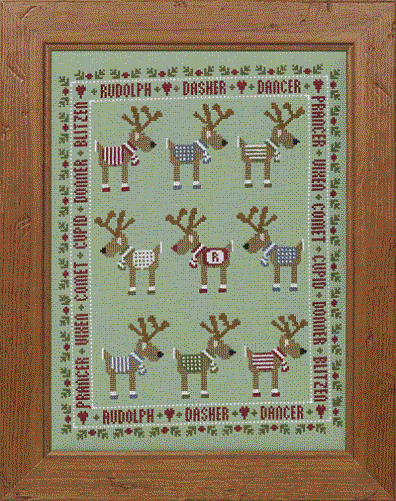 click here to view larger image of Rudolph and Friends (Kit) - 32ct Linen (counted cross stitch kit)