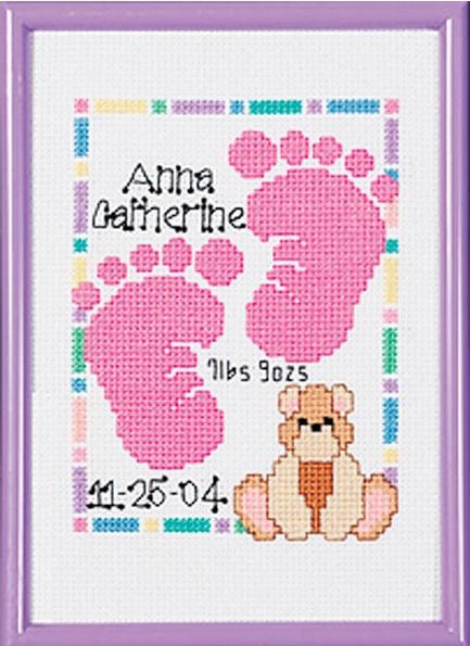 click here to view larger image of Special Moments Baby Footprints Birth Announcement (counted cross stitch kit)