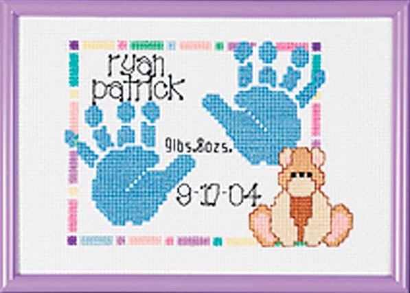 click here to view larger image of Special Moments Baby Handprints Birth Announcement (counted cross stitch kit)