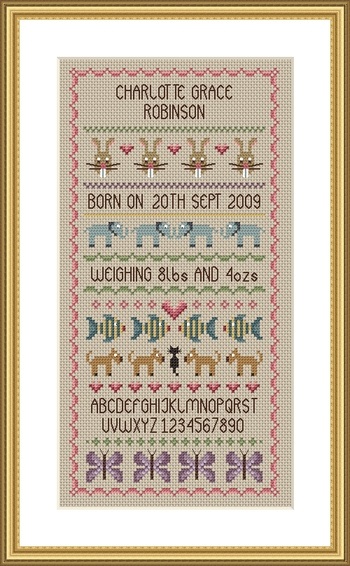 click here to view larger image of Baby Girl Birth Sampler (chart)