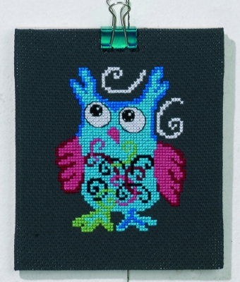 click here to view larger image of Blue Owl (counted cross stitch kit)
