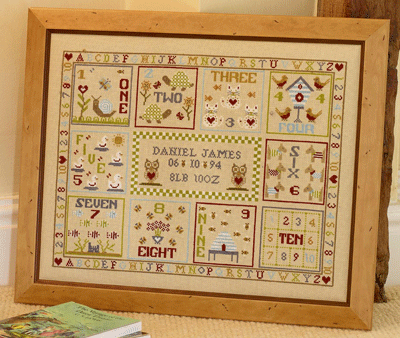 click here to view larger image of 123 Count With Me Birth Sampler (Kit) - Aida (counted cross stitch kit)