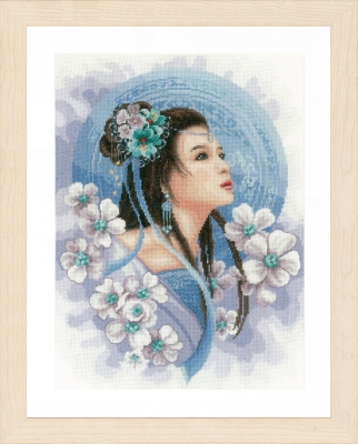click here to view larger image of Asian Lady in Blue (27ct) (counted cross stitch kit)
