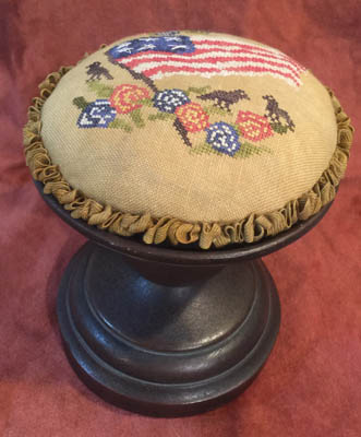 click here to view larger image of Americana Birds and Flowers Pin Cushion Topper (chart)