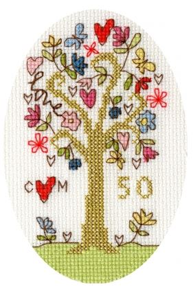 click here to view larger image of Golden Celebration Card (counted cross stitch kit)