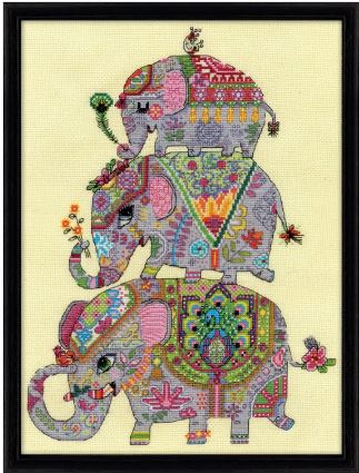 click here to view larger image of Elephant Trio (counted cross stitch kit)