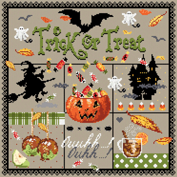 click here to view larger image of Trick or Treat KIT - Linen (counted cross stitch kit)