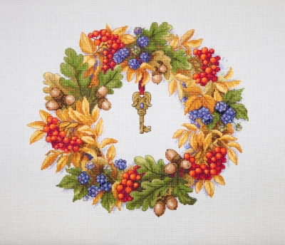 click here to view larger image of Autumn Wreath (counted cross stitch kit)