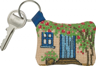click here to view larger image of Key Chain - Blue Door (counted cross stitch kit)