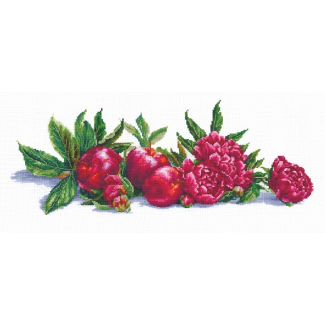 click here to view larger image of Apples and Peonies  (counted cross stitch kit)